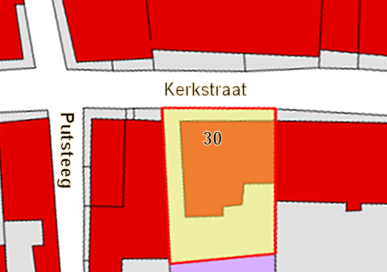 Kerkstraat 30 op kadasterkaart 1832