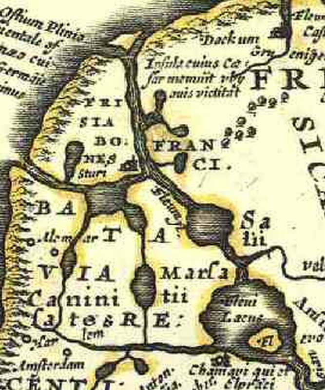 Kaart van Ortelius uit het begin van de jaartelling