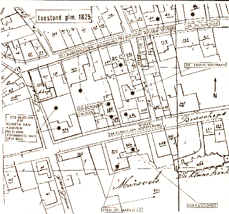 kadastrale kaart van 1825 van de omgeving van Marxveld