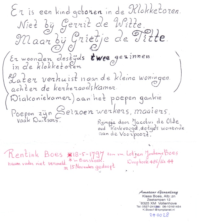 karakteristiek handschrift van Klaas