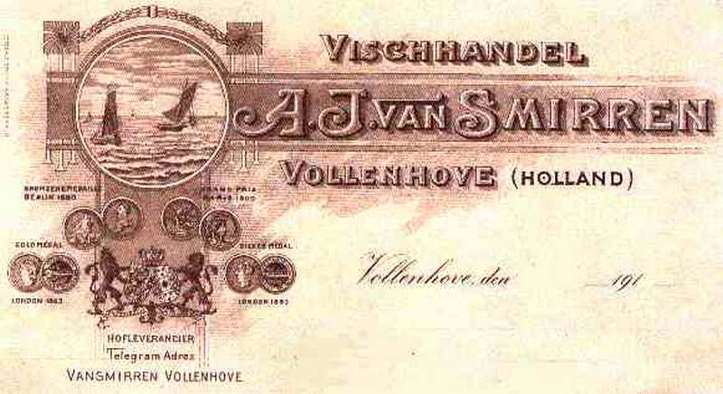 Logo van de firma Van Smirren op hun briefpapier uit 1910 (met dank aan Klaas Boes)